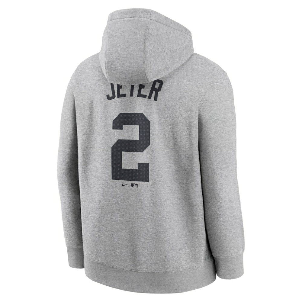 Derek Jeter New York Yankees Nike Player Name & Number Club Fleece Pullover Hoodie - Heather Gray - Nike Discount
