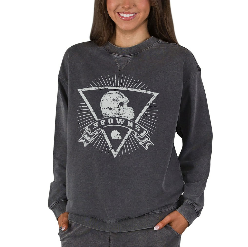 Cleveland Browns Concepts Sport Women's Boxy Mist French Terry Long Sleeve Top Charcoal