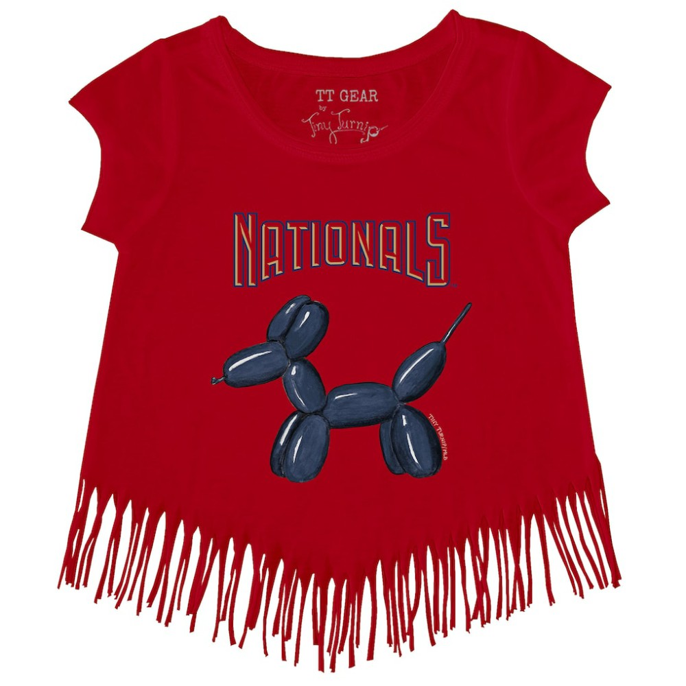 Washington Nationals Tiny Turnip Girls Youth Balloon Dog Fringe T-Shirt - Red - MLB Online