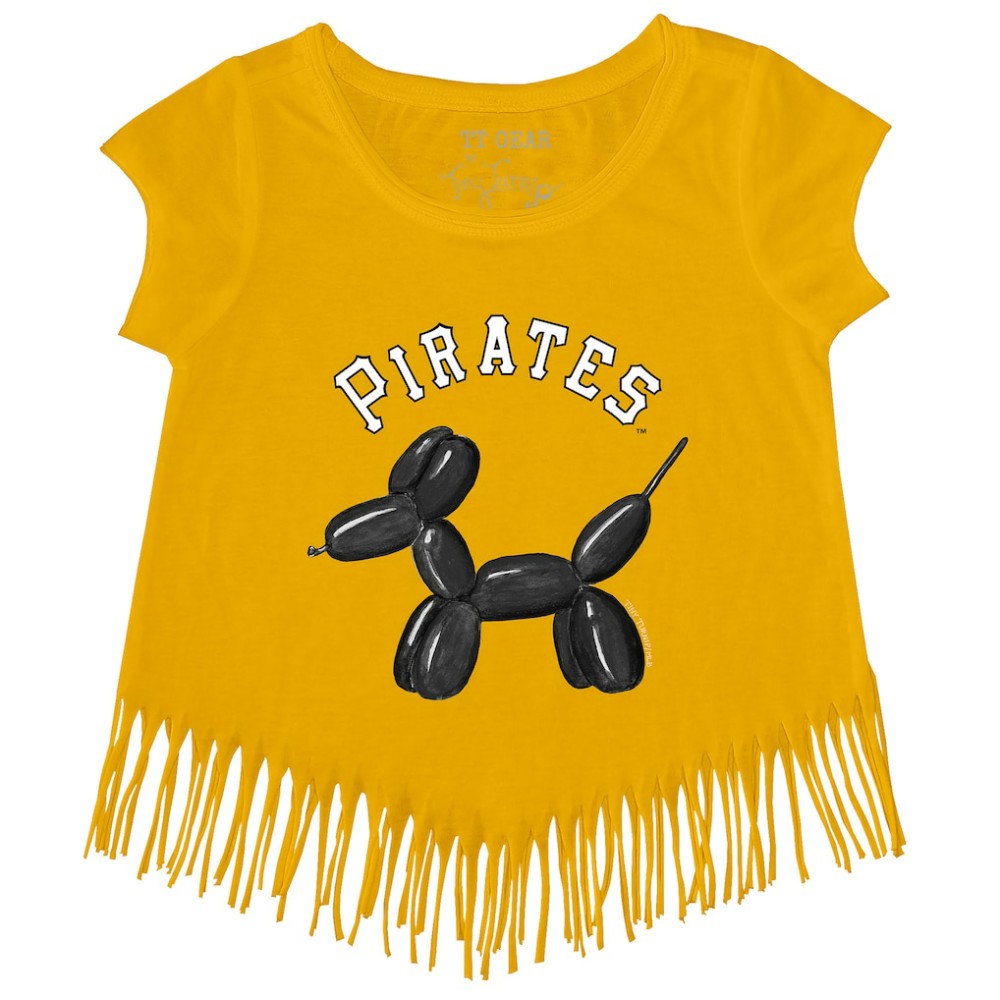 Pittsburgh Pirates Tiny Turnip Girls Youth Balloon Dog Fringe T-Shirt - Gold - MLB Online