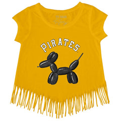 Pittsburgh Pirates Tiny Turnip Girls Youth Balloon Dog Fringe T-Shirt - Gold - MLB Online