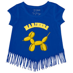 Seattle Mariners Tiny Turnip Girls Youth Balloon Dog Fringe T-Shirt - Royal - MLB Lifestyle