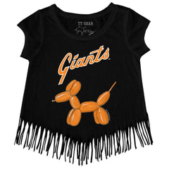 San Francisco Giants Tiny Turnip Girls Youth Balloon Dog Fringe T-Shirt - Black - MLB on Sale