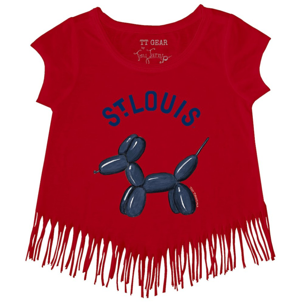 St. Louis Cardinals Tiny Turnip Girls Youth Balloon Dog Fringe T-Shirt - Red - MLB on Sale