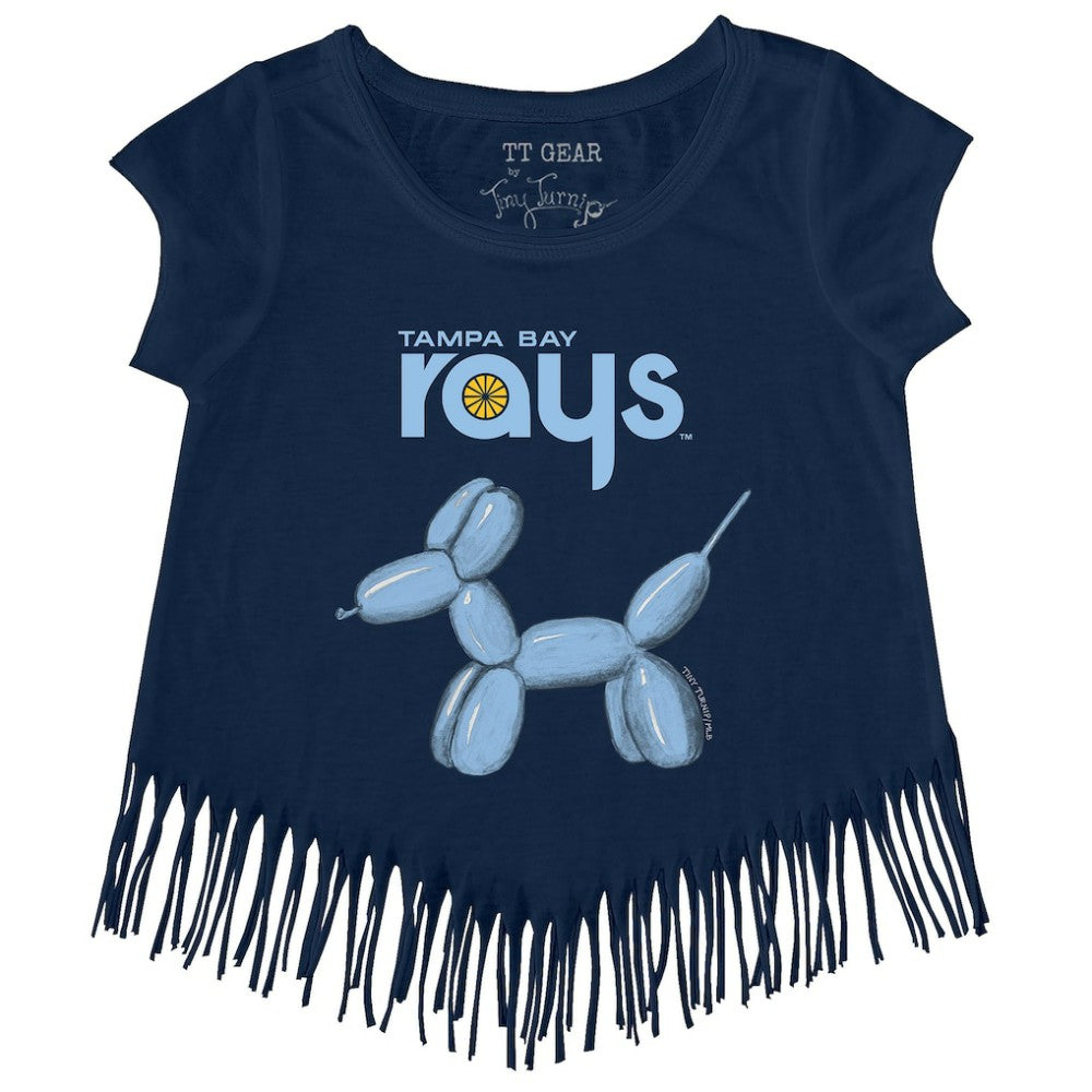 Tampa Bay Rays Tiny Turnip Girls Youth Balloon Dog Fringe T-Shirt - Navy - MLB Sale