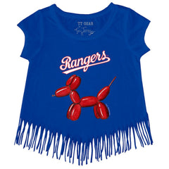 Texas Rangers Tiny Turnip Girls Youth Balloon Dog Fringe T-Shirt - Royal - MLB on Sale