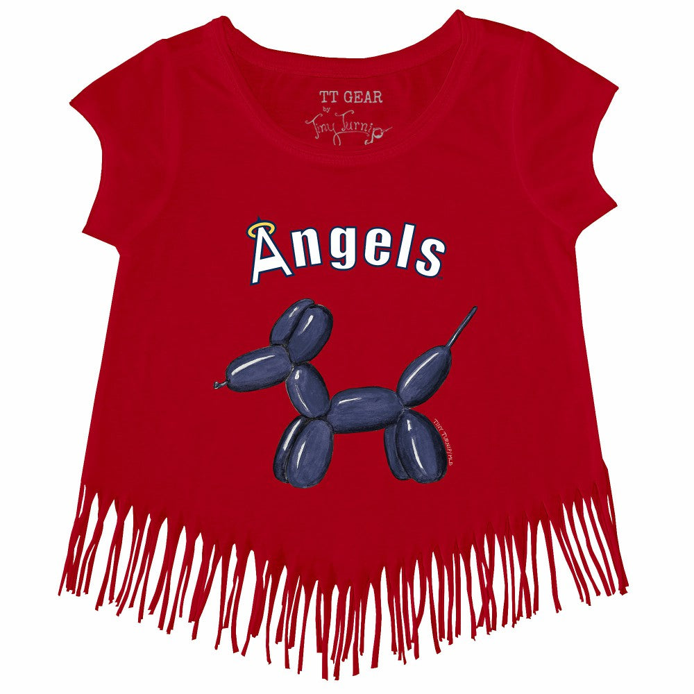 Los Angeles Angels Tiny Turnip Girls Youth Balloon Dog Fringe T-Shirt - Red - MLB Online