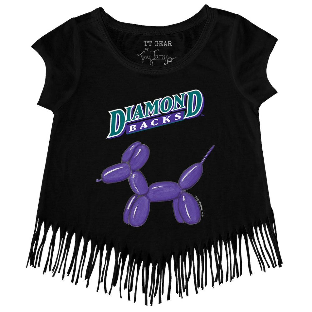 Arizona Diamondbacks Tiny Turnip Girls Youth Balloon Dog Fringe T-Shirt - Black - MLB Online