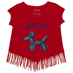 Boston Red Sox Tiny Turnip Girls Youth Balloon Dog Fringe T-Shirt - Red - MLB Sale