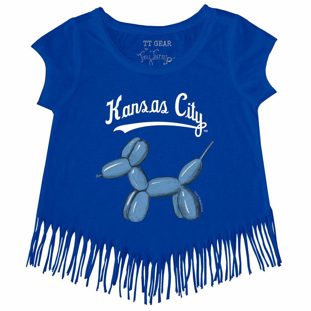 Kansas City Royals Tiny Turnip Girls Youth Balloon Dog Fringe T-Shirt - Royal - MLB Lifestyle