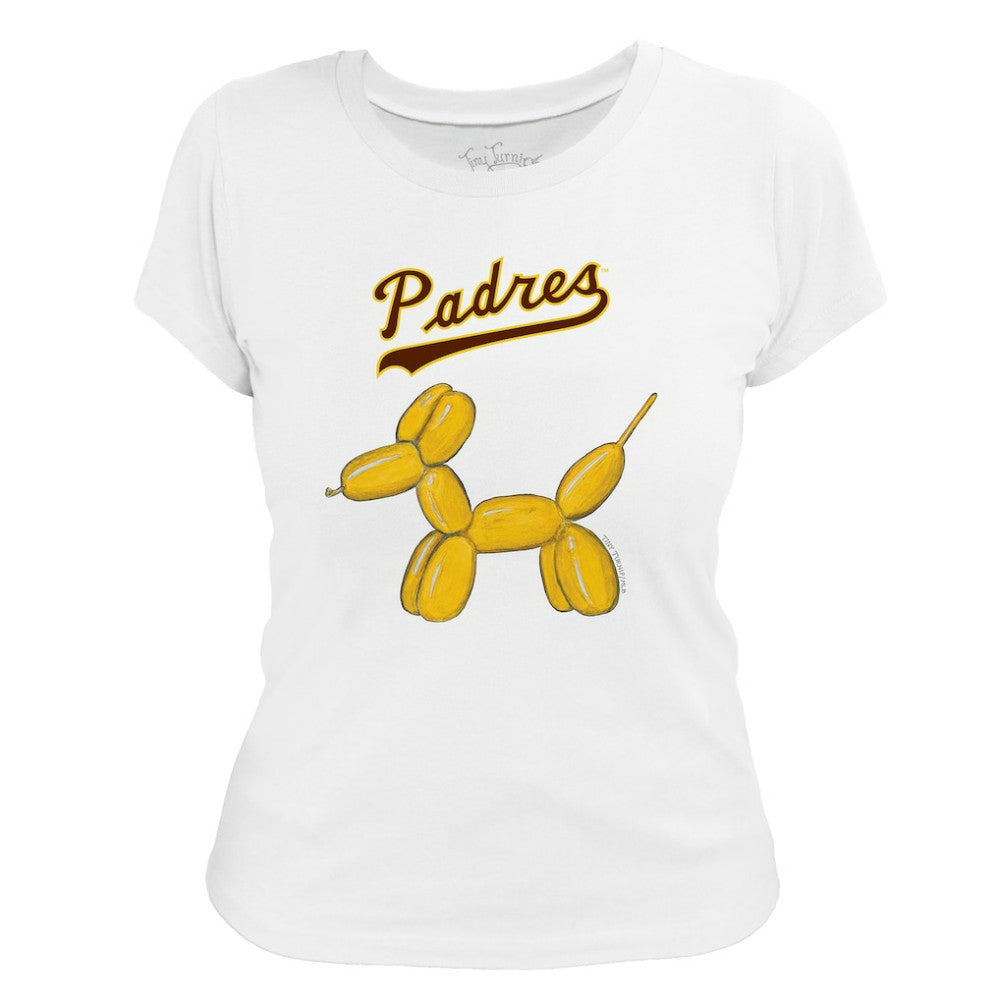 San Diego Padres Tiny Turnip Women's Balloon Dog T-Shirt - White - MLB on Sale