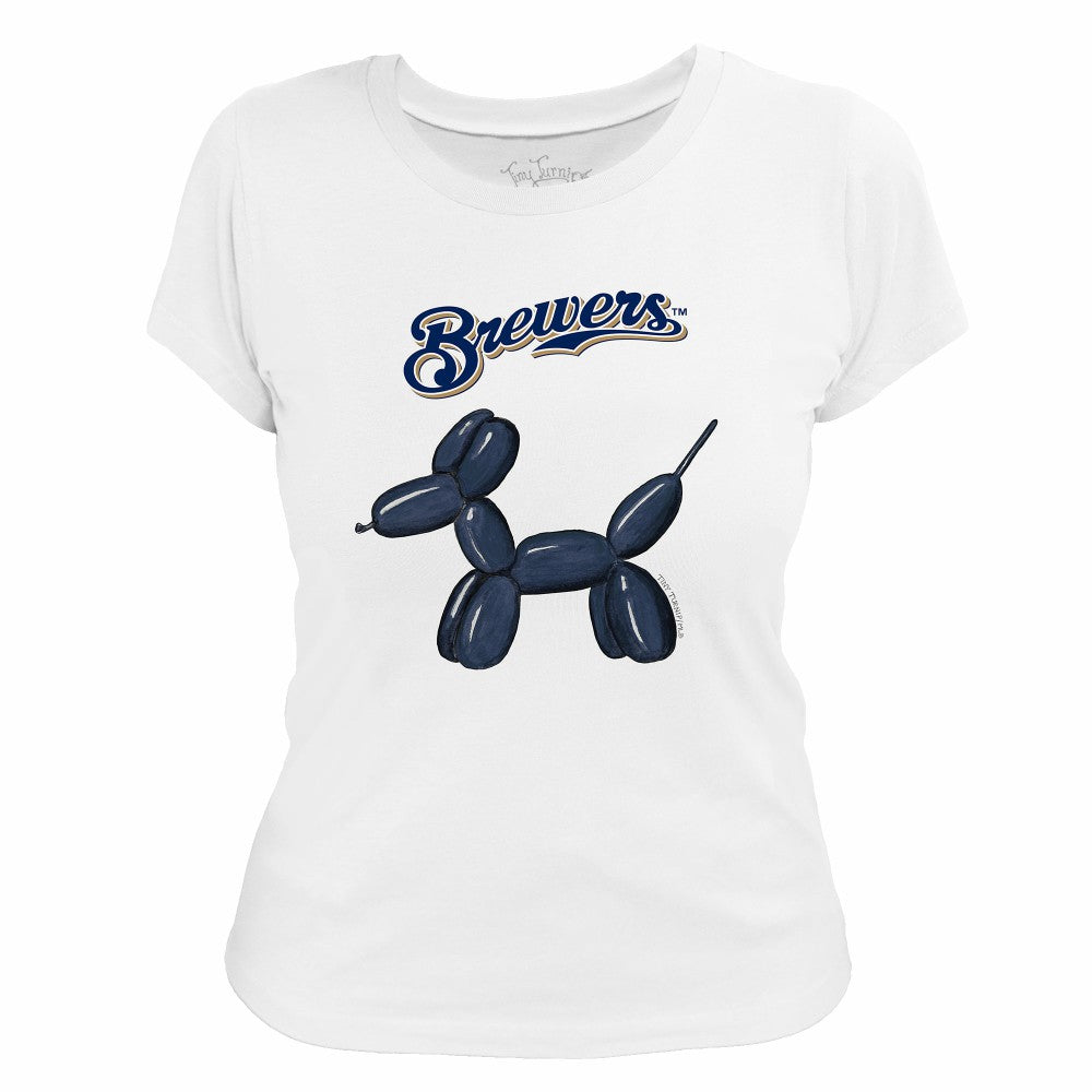 Milwaukee Brewers Tiny Turnip Women's Balloon Dog T-Shirt - White - MLB Lifestyle