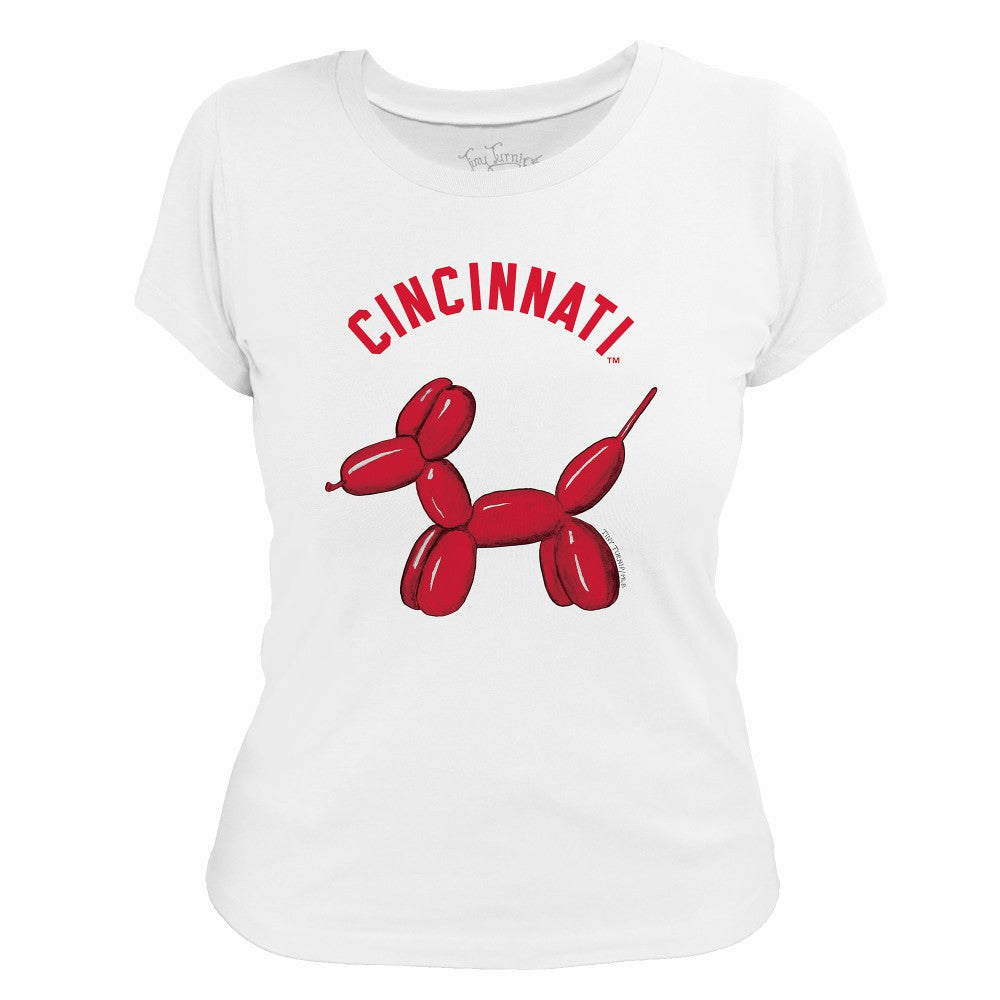 Cincinnati Reds Tiny Turnip Women's Balloon Dog T-Shirt - White - MLB Online