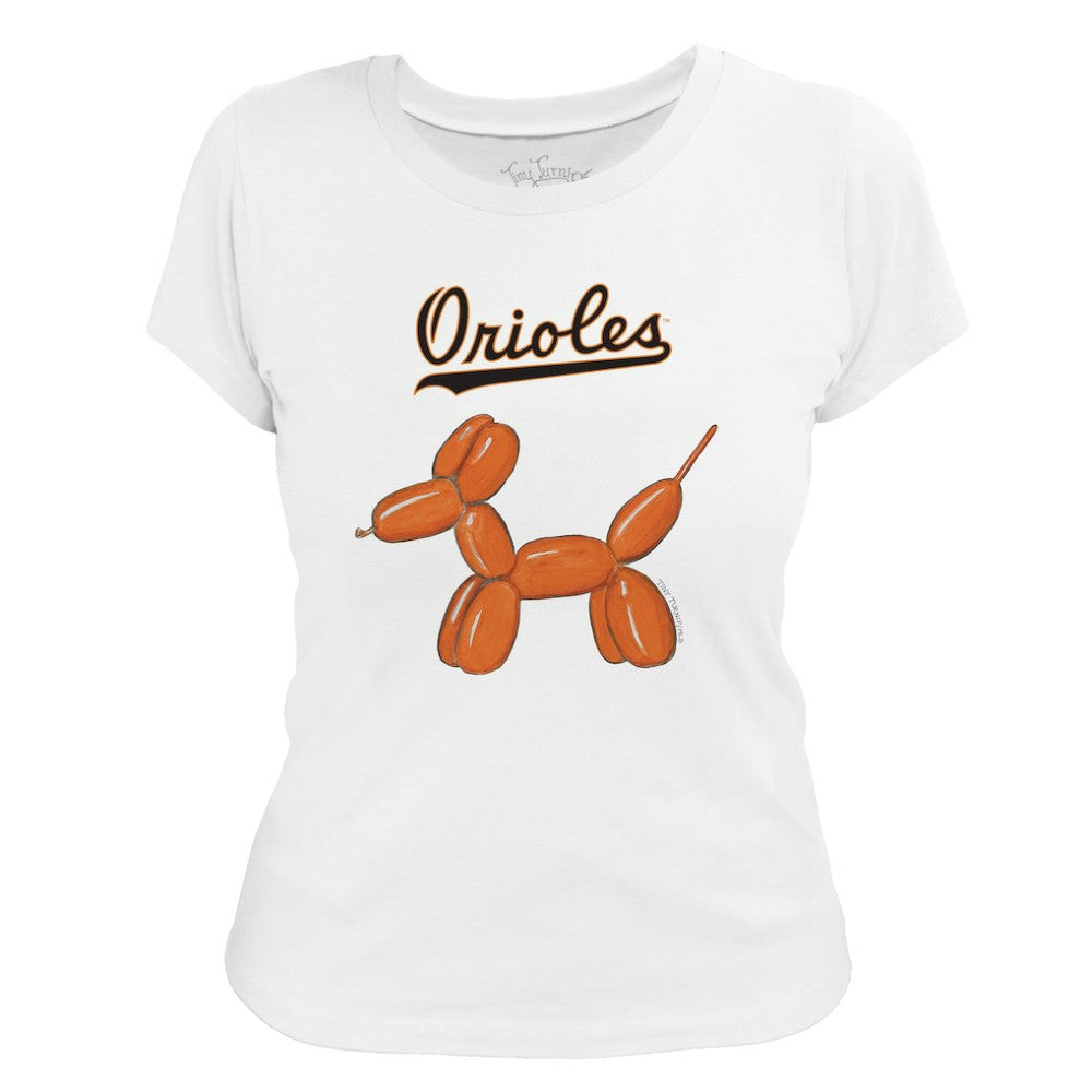Baltimore Orioles Tiny Turnip Women's Balloon Dog T-Shirt - White - MLB Lifestyle