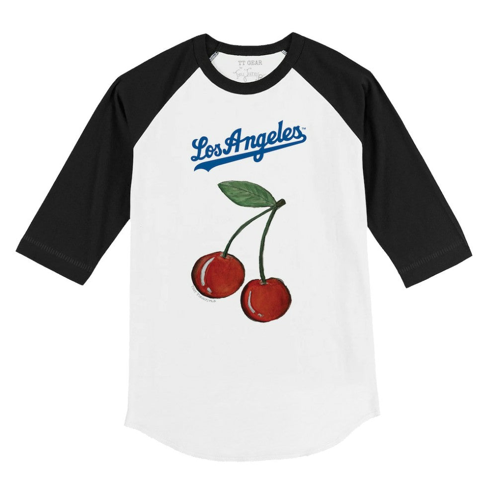 Los Angeles Dodgers Tiny Turnip Youth Cherries 3/4-Sleeve Raglan Baseball T-Shirt - White - MLB Lifestyle