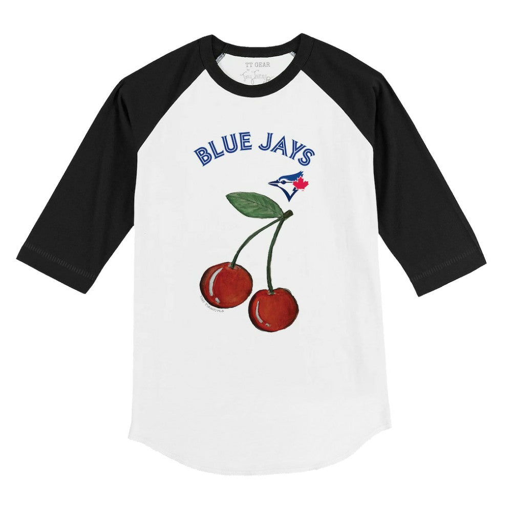 Toronto Blue Jays Tiny Turnip Youth Cherries 3/4-Sleeve Raglan Baseball T-Shirt - White - MLB Discount