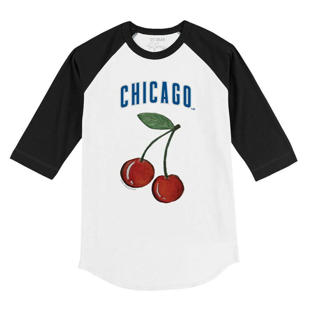 Chicago Cubs Tiny Turnip Youth Cherries 3/4-Sleeve Raglan Baseball T-Shirt - White - MLB Sale