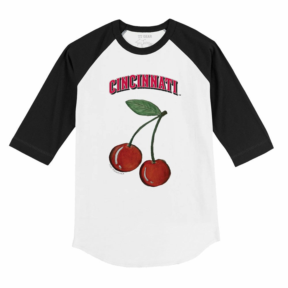 Cincinnati Reds Tiny Turnip Youth Cherries 3/4-Sleeve Raglan Baseball T-Shirt - White - MLB on Sale