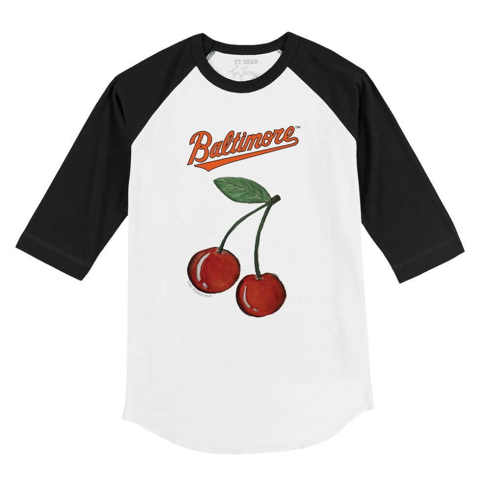 Baltimore Orioles Tiny Turnip Youth Cherries 3/4-Sleeve Raglan Baseball T-Shirt - White - MLB on Sale