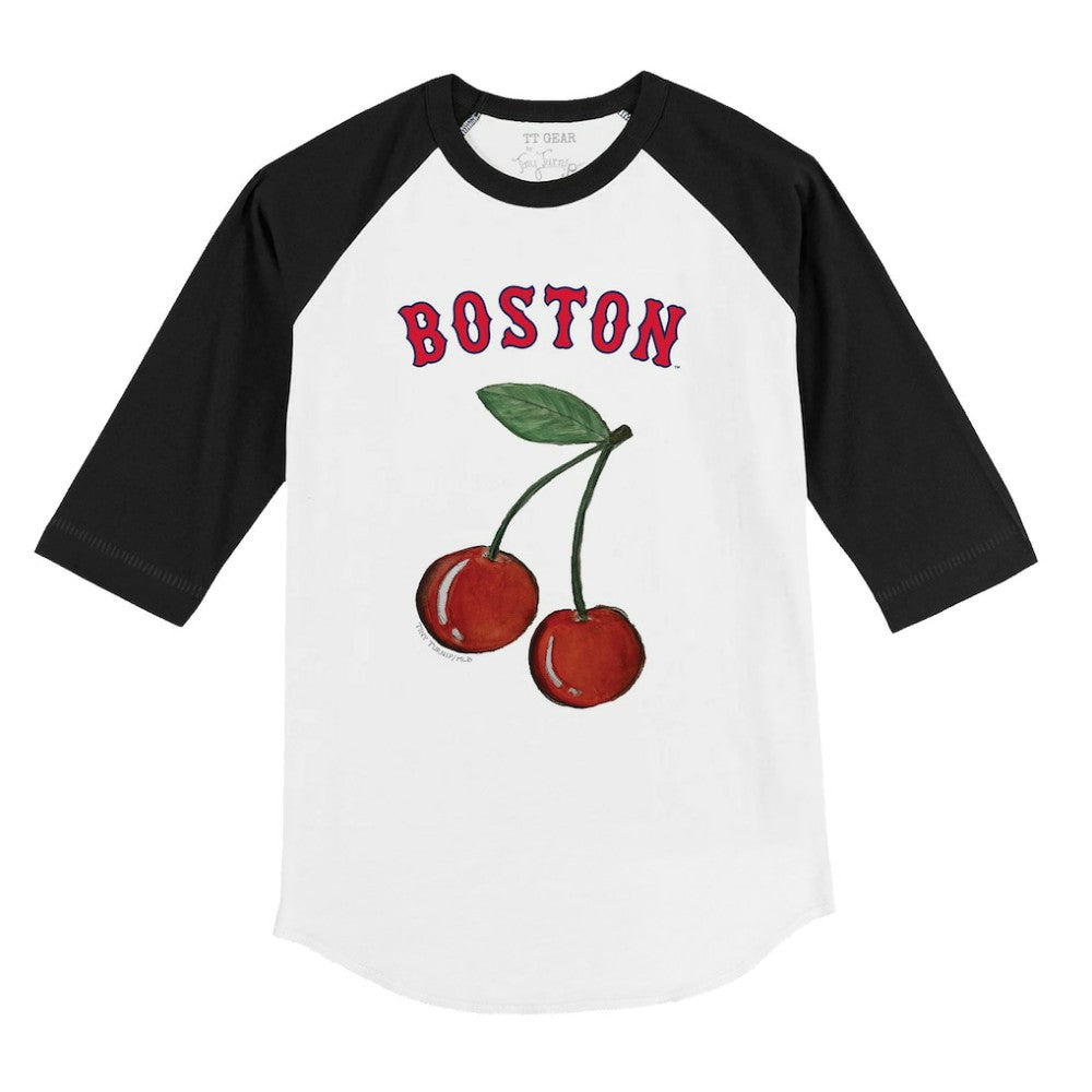 Boston Red Sox Tiny Turnip Youth Cherries 3/4-Sleeve Raglan Baseball T-Shirt - White - MLB Discount