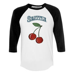 Seattle Mariners Tiny Turnip Women's Cherries 3/4-Sleeve Raglan Baseball T-Shirt - White - MLB Discount