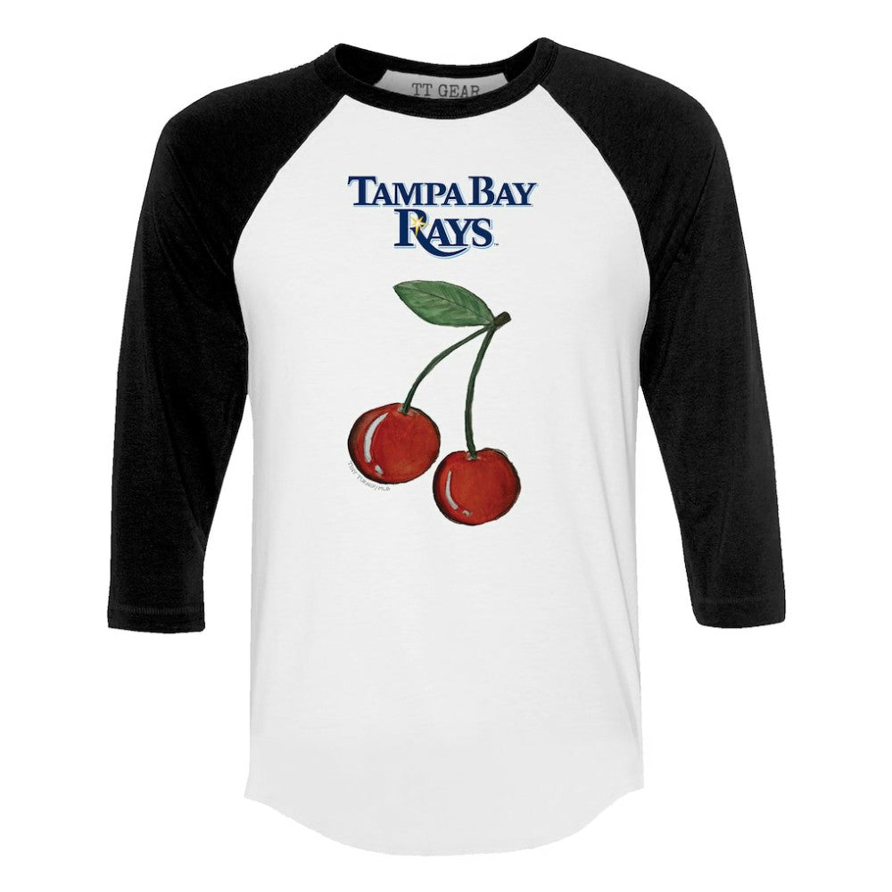 Tampa Bay Rays Tiny Turnip Women's Cherries 3/4-Sleeve Raglan Baseball T-Shirt - White - MLB Sale