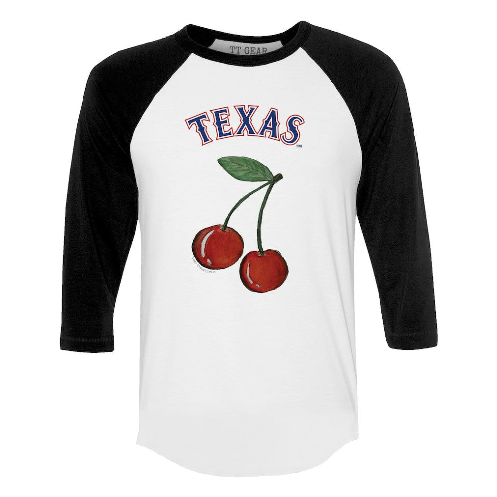 Texas Rangers Tiny Turnip Women's Cherries 3/4-Sleeve Raglan Baseball T-Shirt - White - MLB Discount