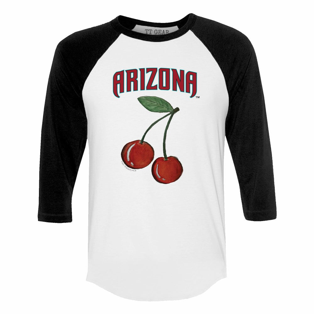 Arizona Diamondbacks Tiny Turnip Women's Cherries 3/4-Sleeve Raglan Baseball T-Shirt - White - MLB Discount