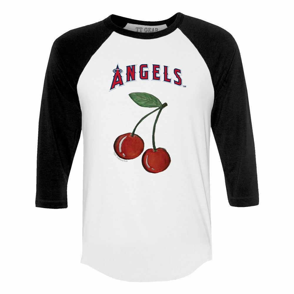 Los Angeles Angels Tiny Turnip Women's Cherries 3/4-Sleeve Raglan Baseball T-Shirt - White - MLB Online