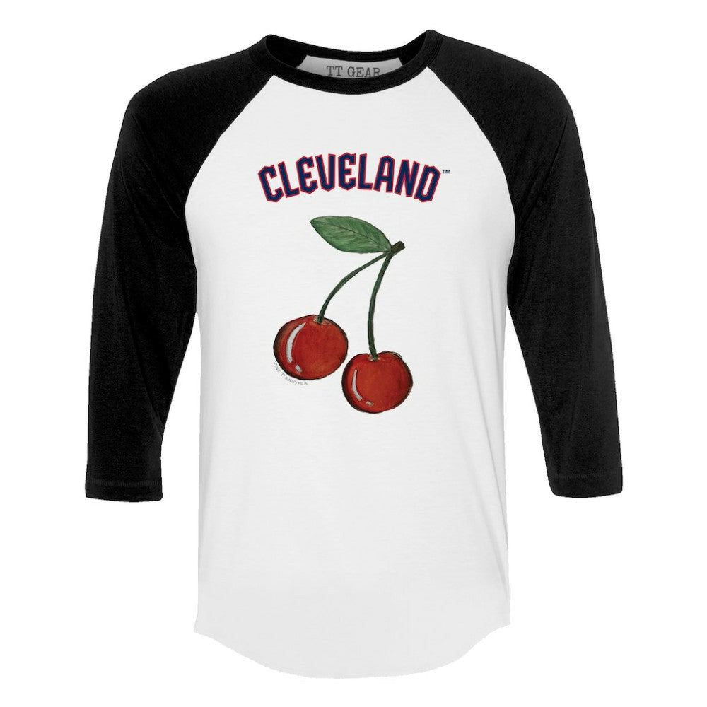Cleveland Guardians Tiny Turnip Women's Cherries 3/4-Sleeve Raglan Baseball T-Shirt - White - MLB Online
