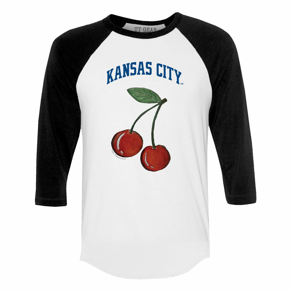 Kansas City Royals Tiny Turnip Women's Cherries 3/4-Sleeve Raglan Baseball T-Shirt - White - MLB on Sale