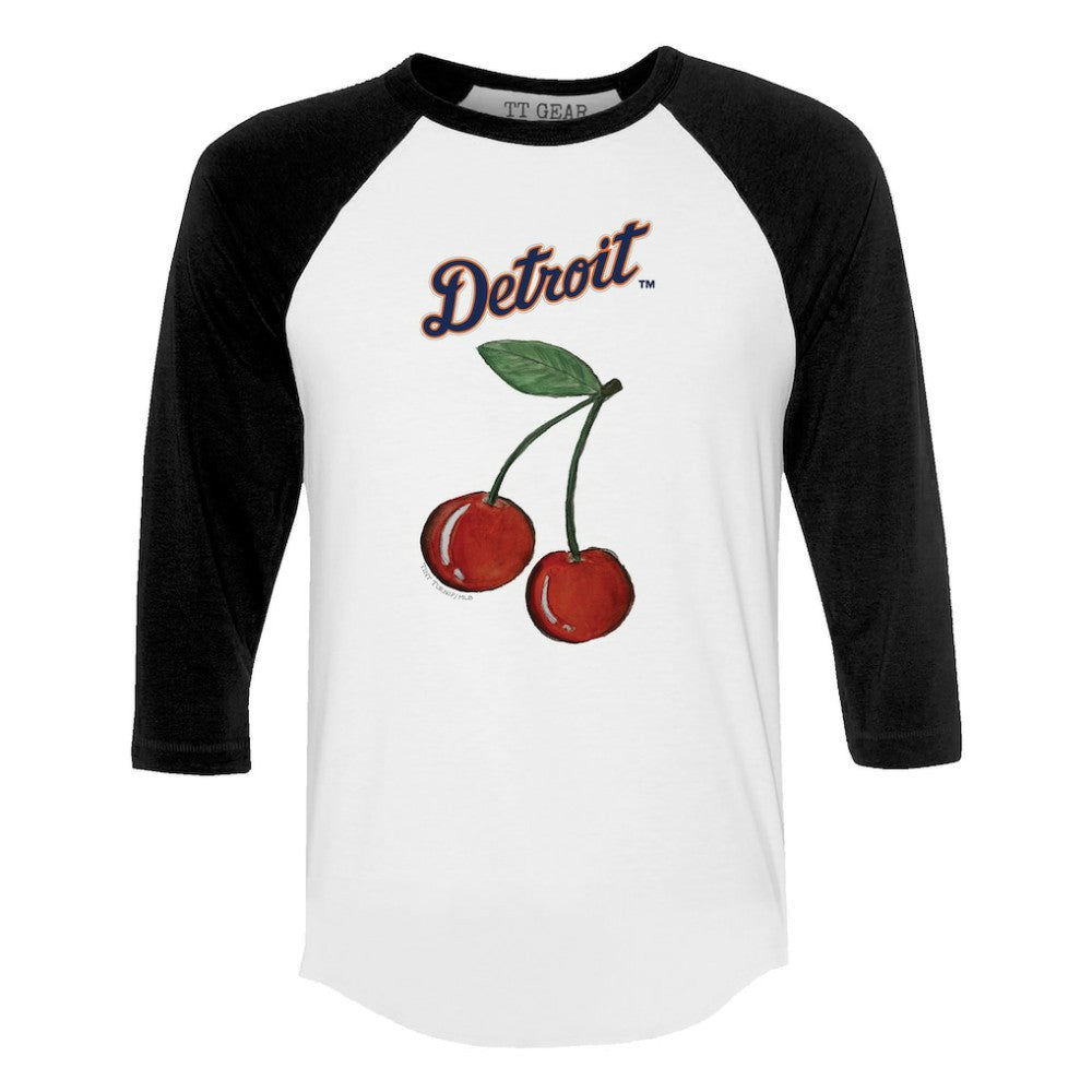 Detroit Tigers Tiny Turnip Women's Cherries 3/4-Sleeve Raglan Baseball T-Shirt - White - MLB Online