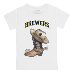 Milwaukee Brewers Tiny Turnip Youth Cowboy Boot T-Shirt - White - MLB Sale