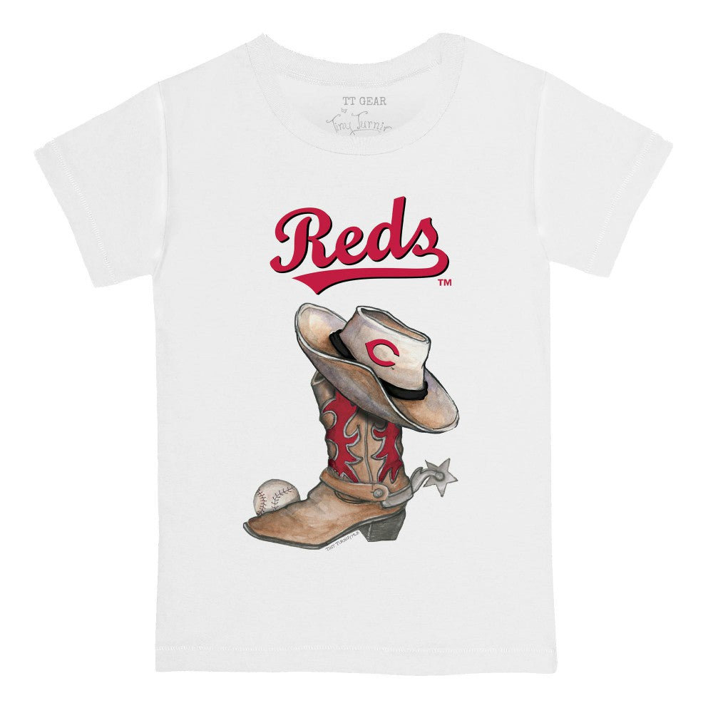 Cincinnati Reds Tiny Turnip Youth Cowboy Boot T-Shirt - White - MLB Discount