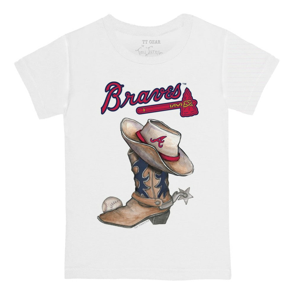 Atlanta Braves Tiny Turnip Youth Cowboy Boot T-Shirt - White - MLB Sale