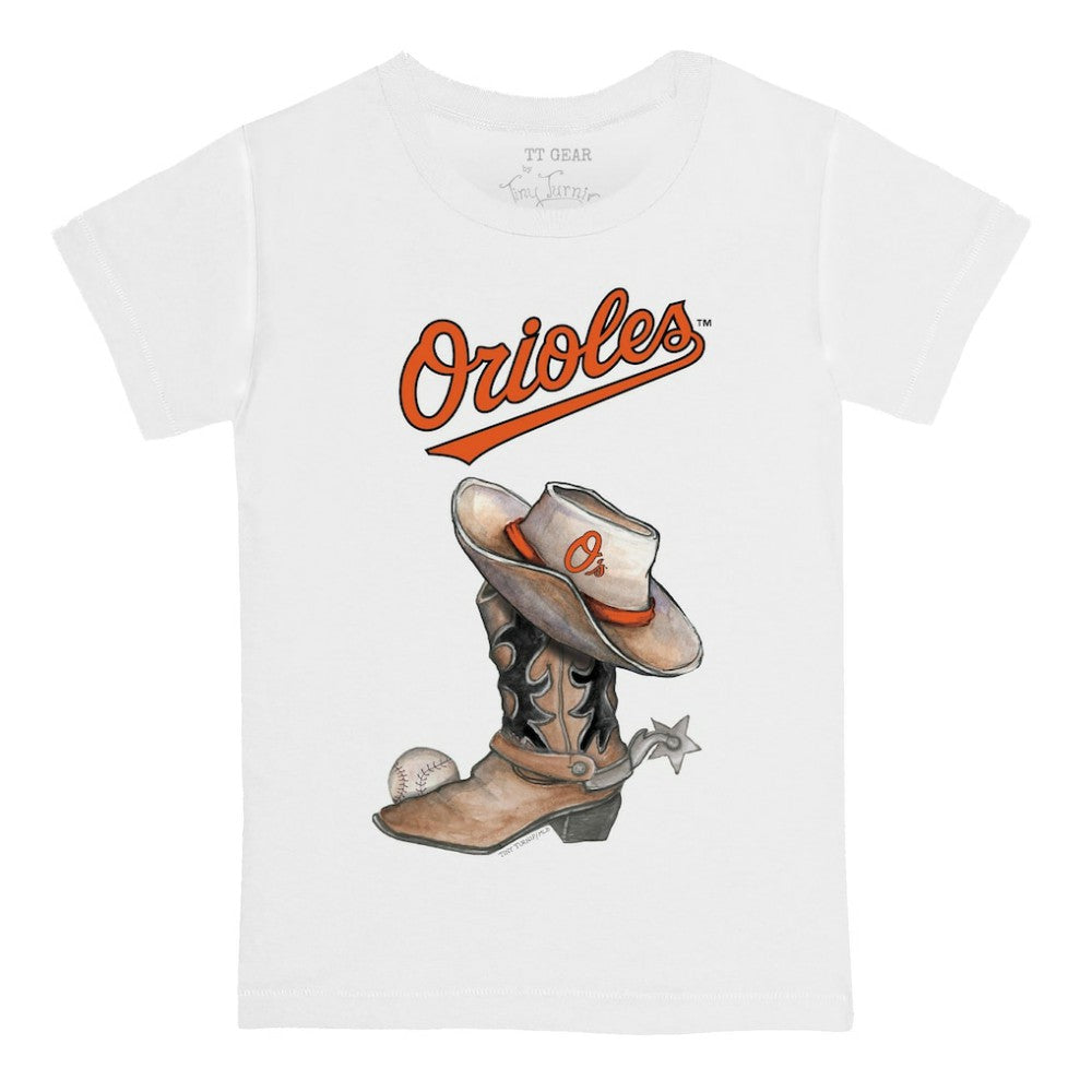 Baltimore Orioles Tiny Turnip Youth Cowboy Boot T-Shirt - White - MLB Discount