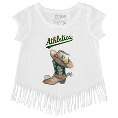 Athletics Tiny Turnip Girls Youth Cowboy Boot Fringe T-Shirt - White - MLB Online