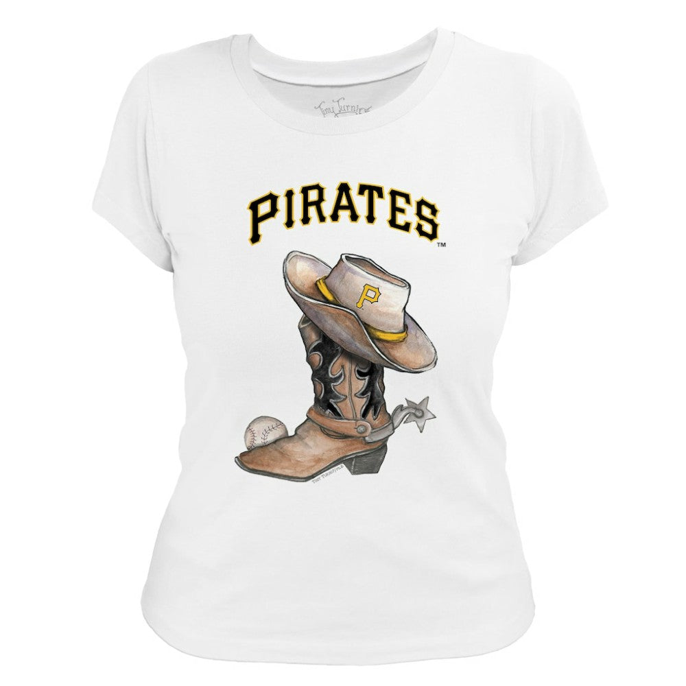 Pittsburgh Pirates Tiny Turnip Women's Cowboy Boot T-Shirt - White - MLB Online
