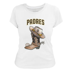 San Diego Padres Tiny Turnip Women's Cowboy Boot T-Shirt - White - MLB Lifestyle