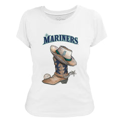 Seattle Mariners Tiny Turnip Women's Cowboy Boot T-Shirt - White - MLB Lifestyle