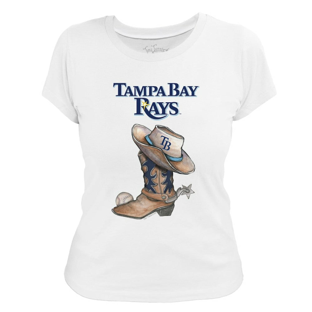 Tampa Bay Rays Tiny Turnip Women's Cowboy Boot T-Shirt - White - MLB Discount