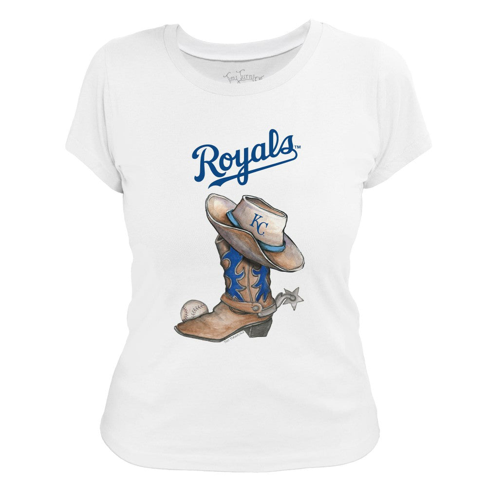 Kansas City Royals Tiny Turnip Women's Cowboy Boot T-Shirt - White - MLB Lifestyle