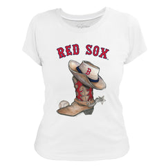 Boston Red Sox Tiny Turnip Women's Cowboy Boot T-Shirt - White - MLB on Sale