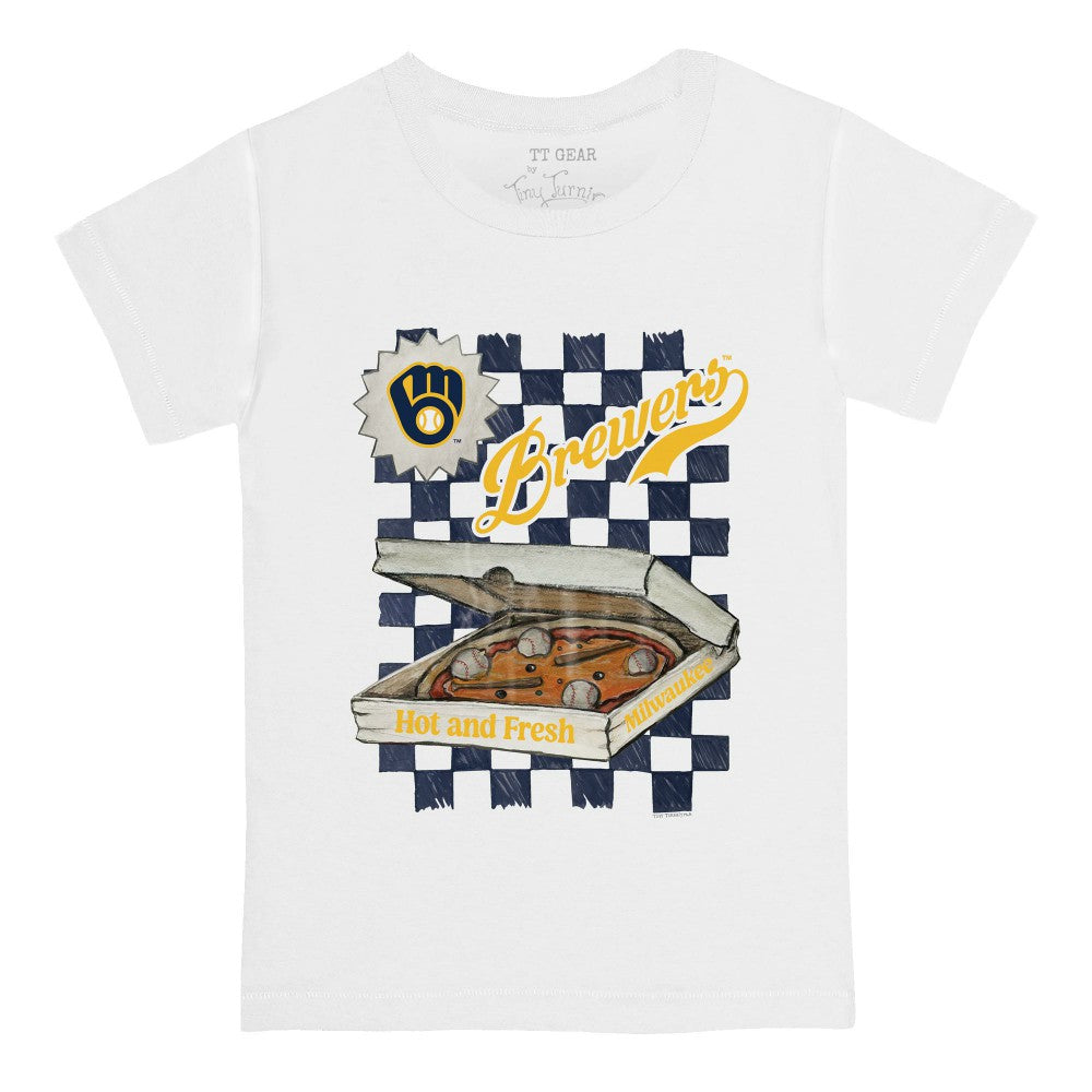 Milwaukee Brewers Tiny Turnip Youth Pizza T-Shirt - White - MLB Lifestyle