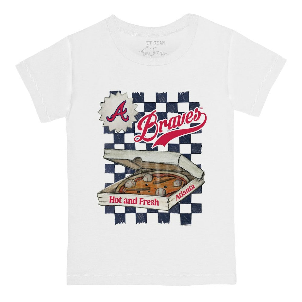 Atlanta Braves Tiny Turnip Youth Pizza T-Shirt - White - MLB on Sale