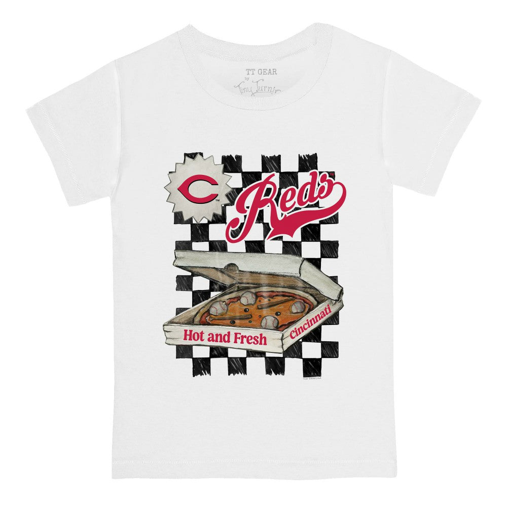 Cincinnati Reds Tiny Turnip Youth Pizza T-Shirt - White - MLB Lifestyle