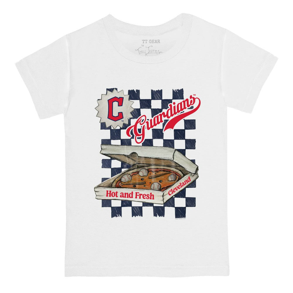 Cleveland Guardians Tiny Turnip Youth Pizza T-Shirt - White - MLB Discount