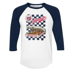 Washington Nationals Tiny Turnip Women's Pizza 3/4-Sleeve Raglan Baseball T-Shirt - White/Navy - MLB Online