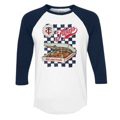 Minnesota Twins Tiny Turnip Women's Pizza 3/4-Sleeve Raglan Baseball T-Shirt - White/Navy - MLB Online