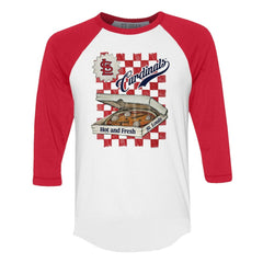 St. Louis Cardinals Tiny Turnip Women's Pizza 3/4-Sleeve Raglan Baseball T-Shirt - White/Red - MLB Online